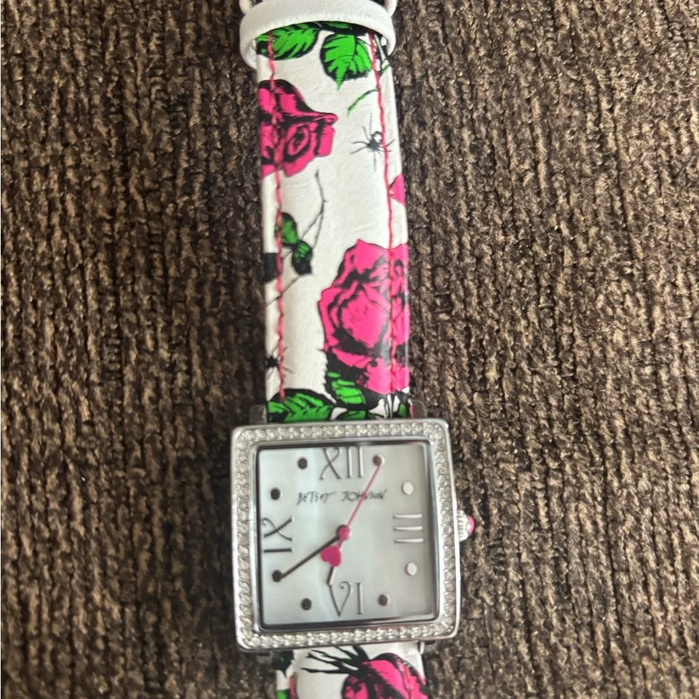 Betsey Johnson rose & spider watch